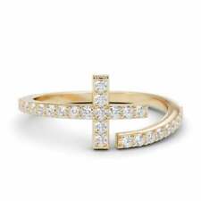 14K Solid Yellow Gold Round Cut Rings 0.27 Carat Moissanite Wedding Promise Ring