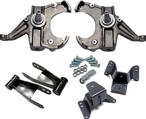 2/4 Drop Spindles Shackles Hangers Lowering Kit For 1973-87 Chevy C10 w/1" Rotor - Picture 1 of 24