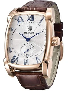 BENYAR Rechteckige Herren Armbanduhr mit Lederarmband Herren Retro Mode C... - Bild 1 von 6