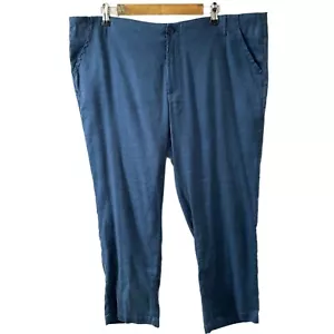NYDJ Women’s Size 16W Linen Blend Trousers Navy Blue Straight Leg High Rise NEW - Picture 1 of 5