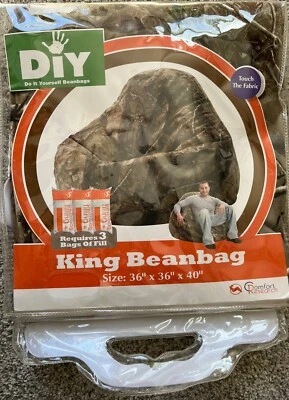 Cubierta Comfort Research King Beanbag Hágalo Usted Mismo Relleno 36"x36"x40" RealTree Camuflaje ¡Nueva! Foto 1 de 2