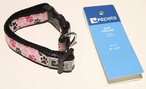 rcpets Dog Standard Collar SMALL Nylon Pink Paw Prints - Picture 1 of 2
