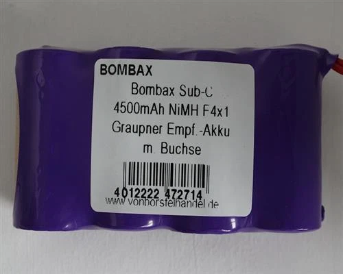 Bombax Akkupack 4,8V/4500mAh SubC 4er Reihe F4x1 Graupner Empfänger - Bild 1 von 1