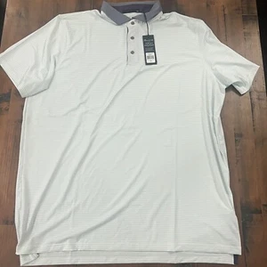 Greyson Shirt Mens XXL Teal Blue Striped Golf Preppy Polo NEW Massasaga - Picture 1 of 4
