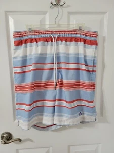 Lands End Mens Swim Trunks Blue & Red Striped, Pockets, Mesh Lined - Size Large - Picture 1 of 7