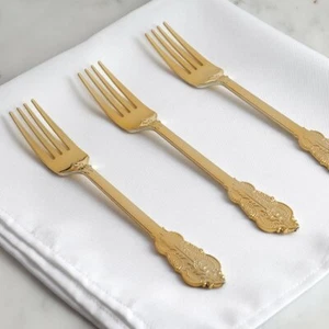 8 in Gold Metallic Disposable Plastic Forks Wedding Party Tableware Banquet SALE - Picture 1 of 7