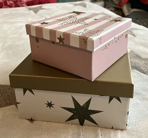 #254# 2er Set Geschenkbox Geschenkkarton Weihnachten Sterne - Bild 1 von 22