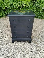 SINGLE SOLID MAHOGANY REGENCY STYLE SMALL&COMPACT CHEST OF DRAWERS PITCH BLACK. 