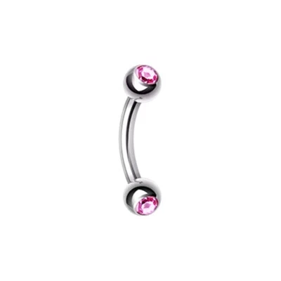 2X 16G Pair Multicolor Crystal Steel Curved Eyebrow Ring Tragus Ear Lip Piercing - Image 1 of 4