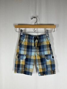TEA COLLECTION Boutique Boy's Moonlight Blue Plaid Pull-On Cargo Shorts Size 5