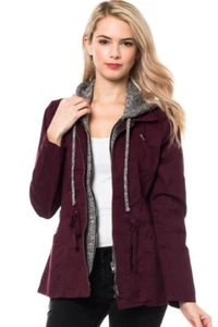 Wine Colored Womens Jacket With Hood - Medium - Picture 1 of 4