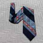 Vintage Gino Pompeii blue paisley black stripe Italian tie