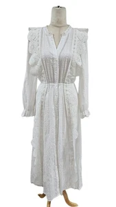 Maje White Lace Button Long Sleeve Dress - Picture 1 of 4