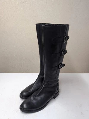 ECCO Hobart Tall Boots W Black Leather  Zip Buckles - EU 39 (US 8-8.5)   112625A - Image 1 of 4