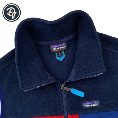 Chaleco Para Hombres L Patagonia Synchilla Snap T Rojo/Azul Dos Tonos Cremallera Completa Foto 1 de 4