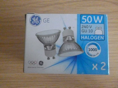 GE 50W GU10 Halogen Light Bulbs 50W 2 Pack New. GREATLY REDUCED - Image 1 of 4