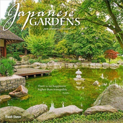 BRUSH DANCE Japanese Gardens | 2026 12x24" (Hanging) Square Wall Calendar | Plastic-Free