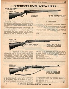 1937 Print Ad of Winchester Model 64 Zipper Solid Frame & Deer Rifle - Picture 1 of 2