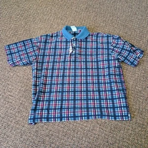 Vintage Columbia Sportswear Short Sleeve Polo Shirt Plaid Men's Size Large - Picture 1 of 5