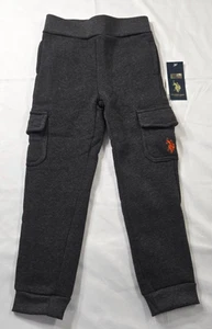 U.S. Polo Assn. Boy's Dark Gray Cargo Sweatpants sz 4T Embroidered Logo NWT - Picture 1 of 6