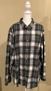 Camisa a Cuadros Eddie Bauer Hombres Calce Relajado Franela Blanca Verde Abotonada Grande L - Imagen 1 de 6