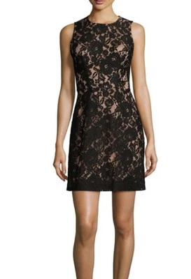 French Connection Heartbreaker Lace Black/Nude Sheath Dress Size 4 - image 1 of 4