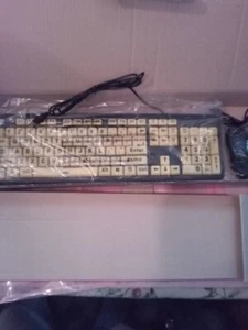 EZ Eyes Large Print Keyboard yellow larger keys KL-306B w/ mouse - Picture 1 of 2