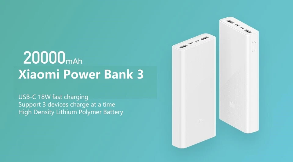 3rd Gen Original Xiaomi Power Bank Portable USB Battery Charger 20000 mAh  - Image 1 of 4
