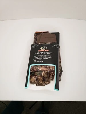 Ladie's Mossy Oak Break-Up Country Pop-Top Gloves Size L/XL New - Image 1 of 4