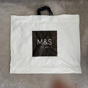 Marks & Spencer Large Plastic Carrier Bag White and Black size 60 x 50cm approx - Picture 1 of 3