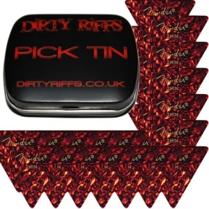 24 selecciones de guitarra Fender 355 con carcasa de celuloide delgada púas en una lata de selección - Imagen 1 de 1