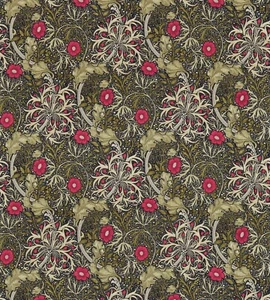 William Morris Curtain Fabric ‘Seaweed’ 2m Ebony/Poppy - 100% cotton - Picture 1 of 1