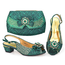 New Design Italian Rhinestone Matching Sandals 5 CM Women Shoes And Bag Luxury