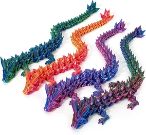 3D Printed Dragon, 4PCS Crystal Dragon Fidget Toy, Flexible Articulated Dragon 3 - Picture 1 of 14