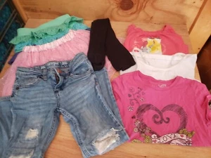 Girls clothing bundle 2 skirts, 1 jeans, 1 tights, 3 tops sz. 5/6 (lot K5) - Picture 1 of 7