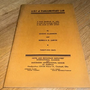 Manual de Derecho Parlamentario 1936 Unión Internacional de Empleados de Hotel y Restaurante - Imagen 1 de 10