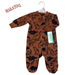 Carter's Child of Mine Boy Size 0/3 Month Dinosaur Fleece Footed One Piece Sleep - Picture 1 of 5