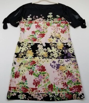 Платье женское Julian Taylor 12 разноцветное с цветочным рисунком короткие разрезные рукава вырез лодочка - Изображение 1 из 4