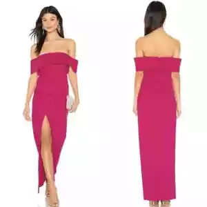 REVOLVE NBD Stella Rosa Off Shoulder Gown Fuchsia Pink Women's Small NWT - Picture 1 of 9