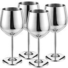 Set of 4 Stainless Steel Wine Glass 18 oz Silver Unbreakable Wine Glasses Ele...
