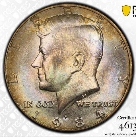 Trueview Rainbow TONED 1984 P MS 67 John Kennedy Half Dollar PCGS Slab OCE 1047 Cover
