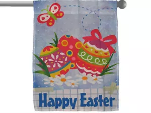 HAPPY EASTER EGGS EGG GARDEN BANNER/FLAG 28"X40" SLEEVED POLY - Picture 1 of 1