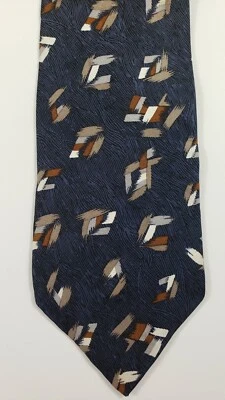 Corbata de seda J. T. Beckett azul con patrón multicolor corbata larga para hombre Foto 1 de 4