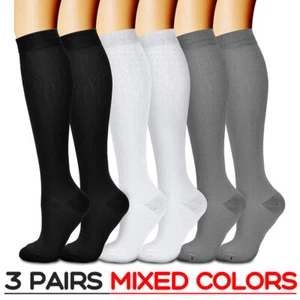 3 Pair Compression socks 20-30 mmgh mercury Socks Hi-Solid Support Stockings USA - Picture 1 of 15