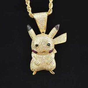 3.00Ct LabCreated Diamond Pikachu Charm Pendant 14k Yellow Gold Plated - Picture 1 of 5