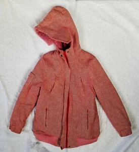 Women Cube Sugar Red Polyblend Jacket Hood Zip/Button Fit- Medium 21"x24"'x22" - Picture 1 of 6