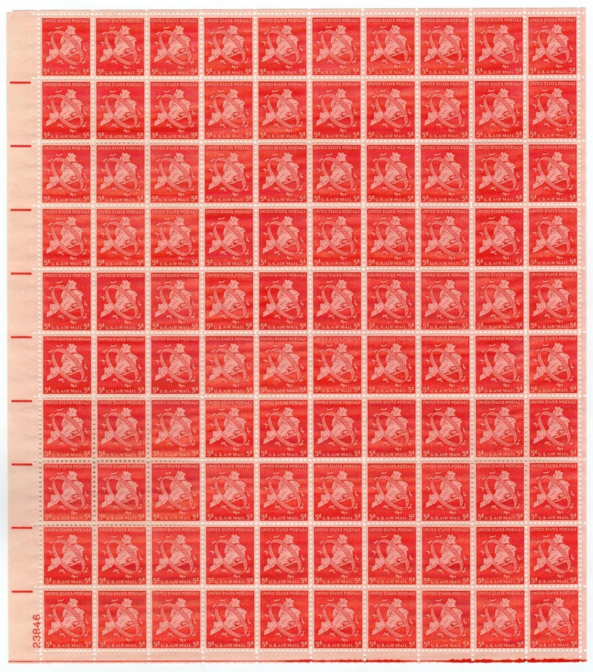 Scott #c38 Map of 5 Buroughs Airmail Sheet of 100 Stamps - MNH P#23846 LL - Image 1 of 1