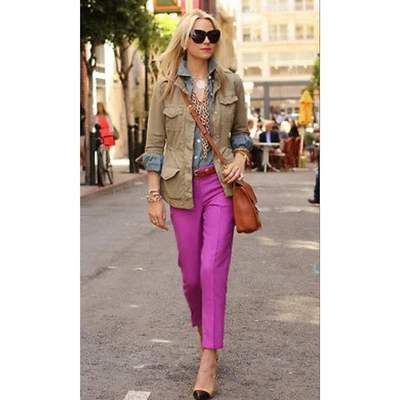 J.Crew | Fuchsia City Fit Wool-Blend Skimmer Pants | Size 6 - Image 1 of 4