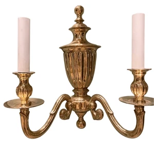 Vintage Neoclassical Style Solid Brass Wall Sconce 2 Light Arm Urn Design - Picture 1 of 7