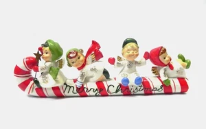 1950 Lefton Geo Z Christmas Candy Cane with Kids on Sled #626 - Picture 1 of 10